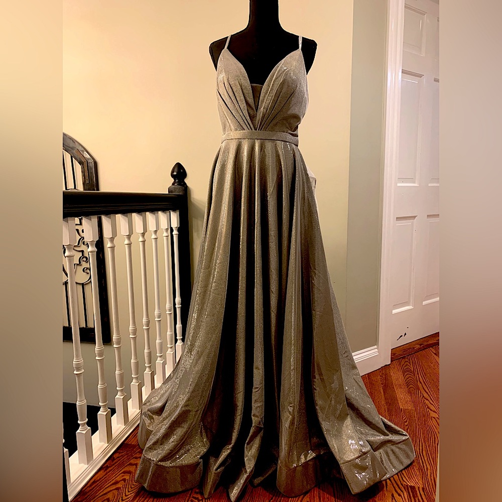 Leena by Mac Duggal silver gown